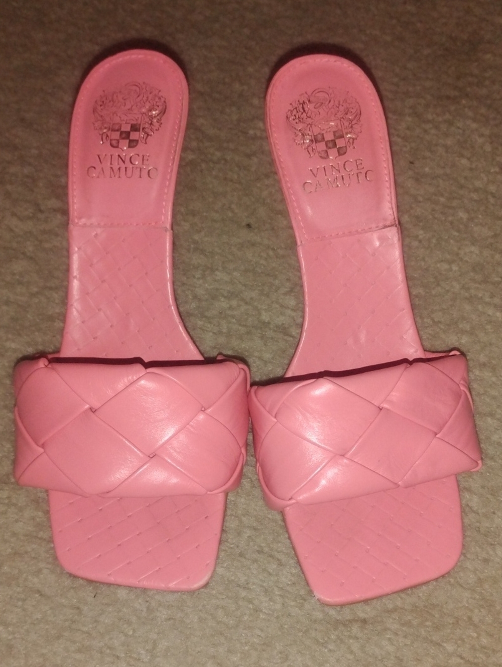 Vince Camuto Coral Pink Woven Braided Slide Sandals